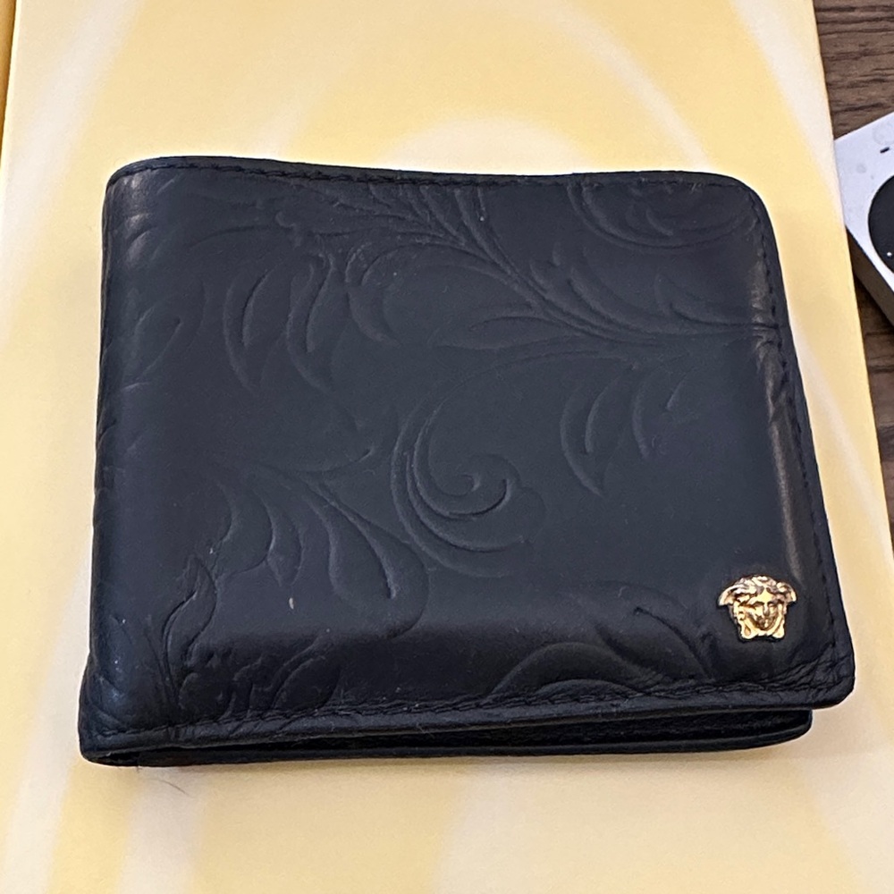 Versace Black Embossed Leather Card Holder